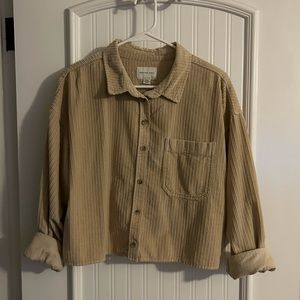 american eagle cropped corduroy button-up